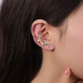 跨境新品 耳饰 原创新品 超闪白钻几何耳钉耳骨夹一体式 耳环时尚