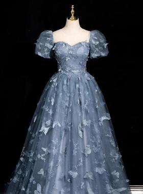 OiedrAni蓝色礼服裙成人礼生日艺考生声乐毕业主持人公主裙晚礼服