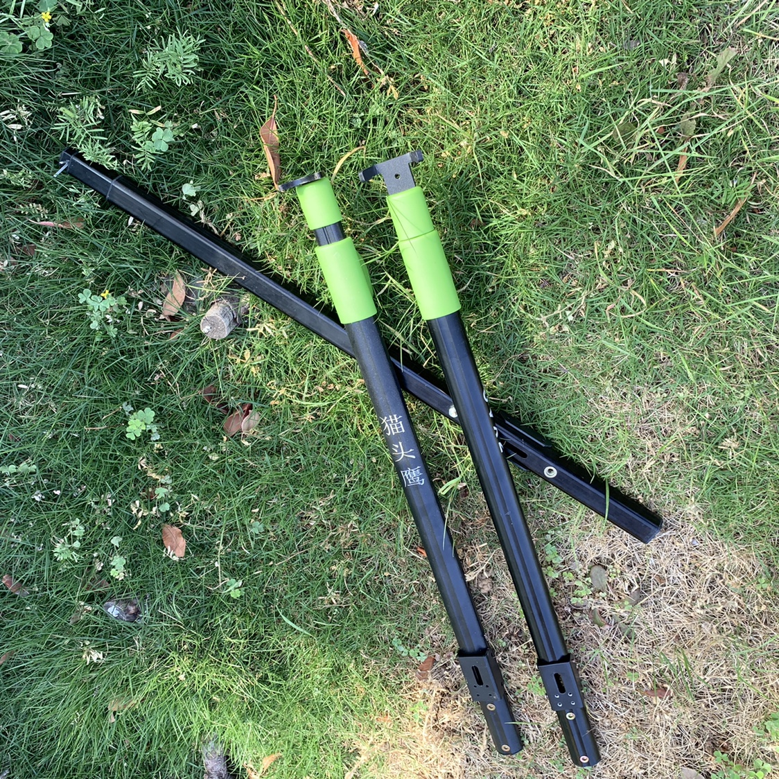 铝合金抄网杆捞网杆加长加厚捞鱼网杆3节自动开孔2节铝合金杆包邮