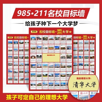高中通用名校目标墙贴985/211