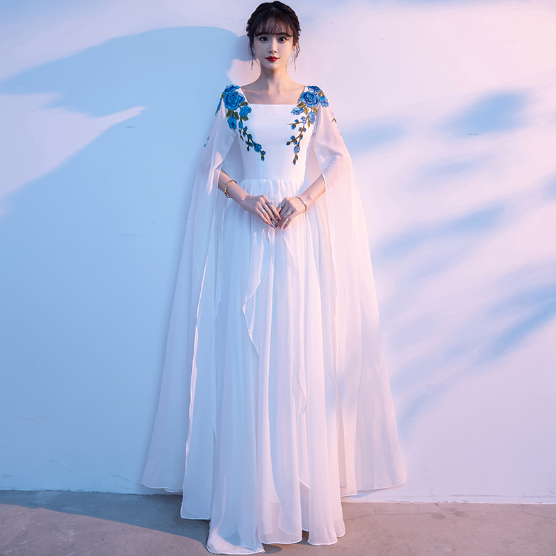 大合唱团演出服女长裙气质主持人指挥礼服中国风古筝艺考比赛服装