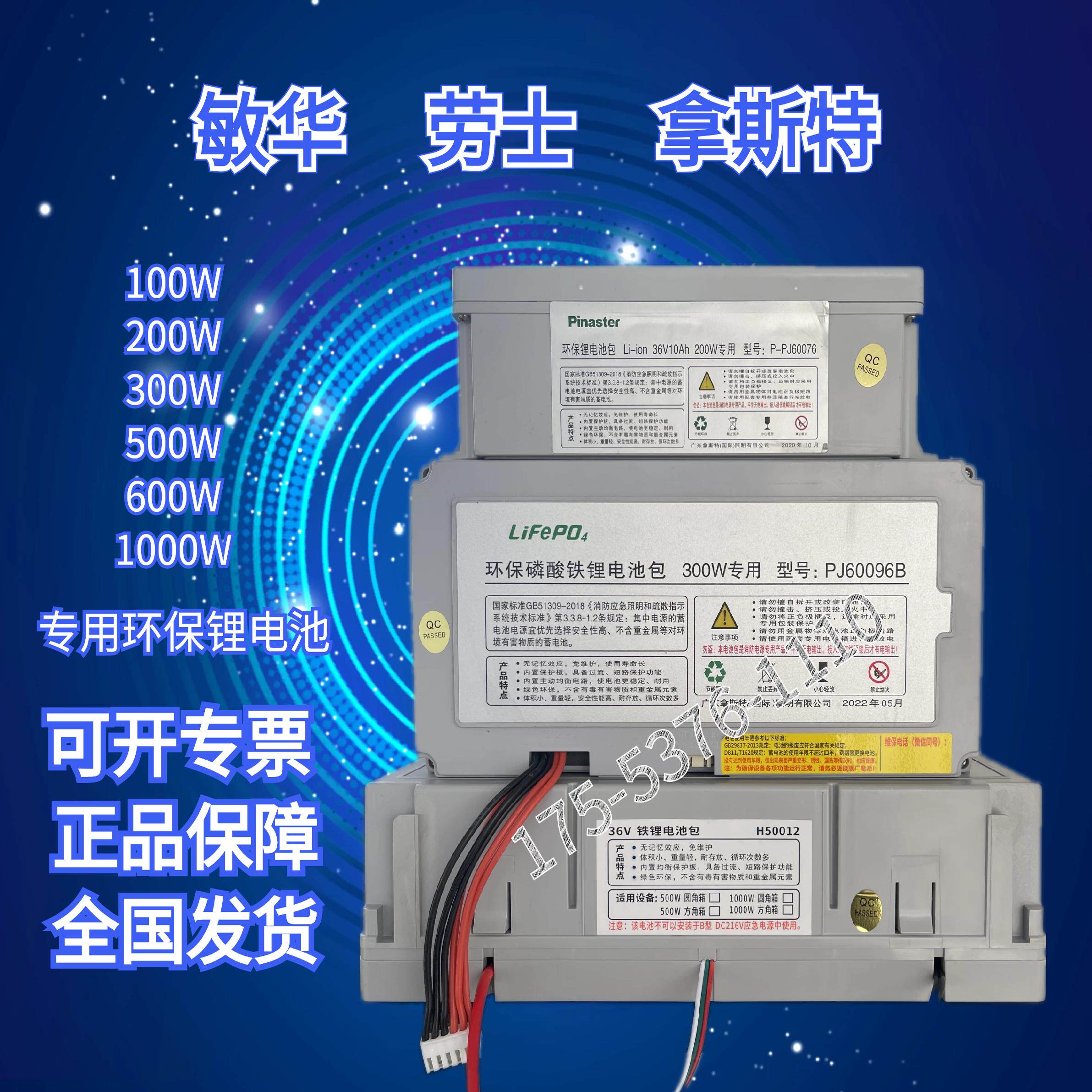 拿斯特锂电池36V10AH24AH500W300W48A敏华劳士专用应急照明备电源