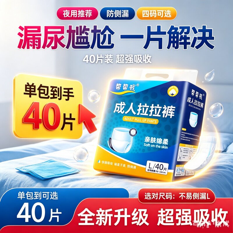 帮帮我成人拉拉裤SMXL加厚男女老人内裤式尿不湿瞬吸防侧漏不反渗