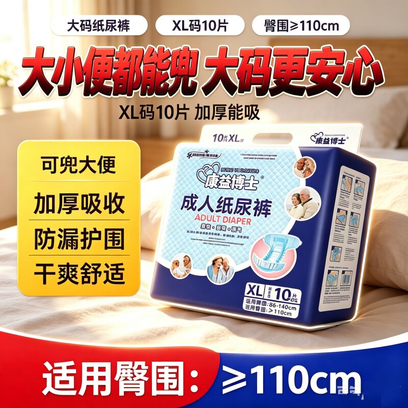 康益博士成人纸尿裤XL特大号男女老人瞬吸防漏不反渗尿不湿纸尿裤