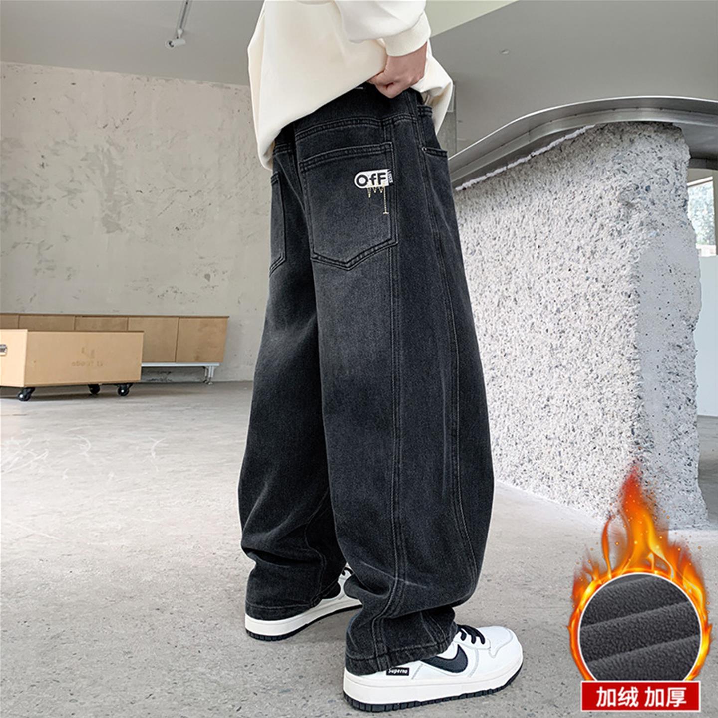 男童秋冬款裤子加绒厚2025