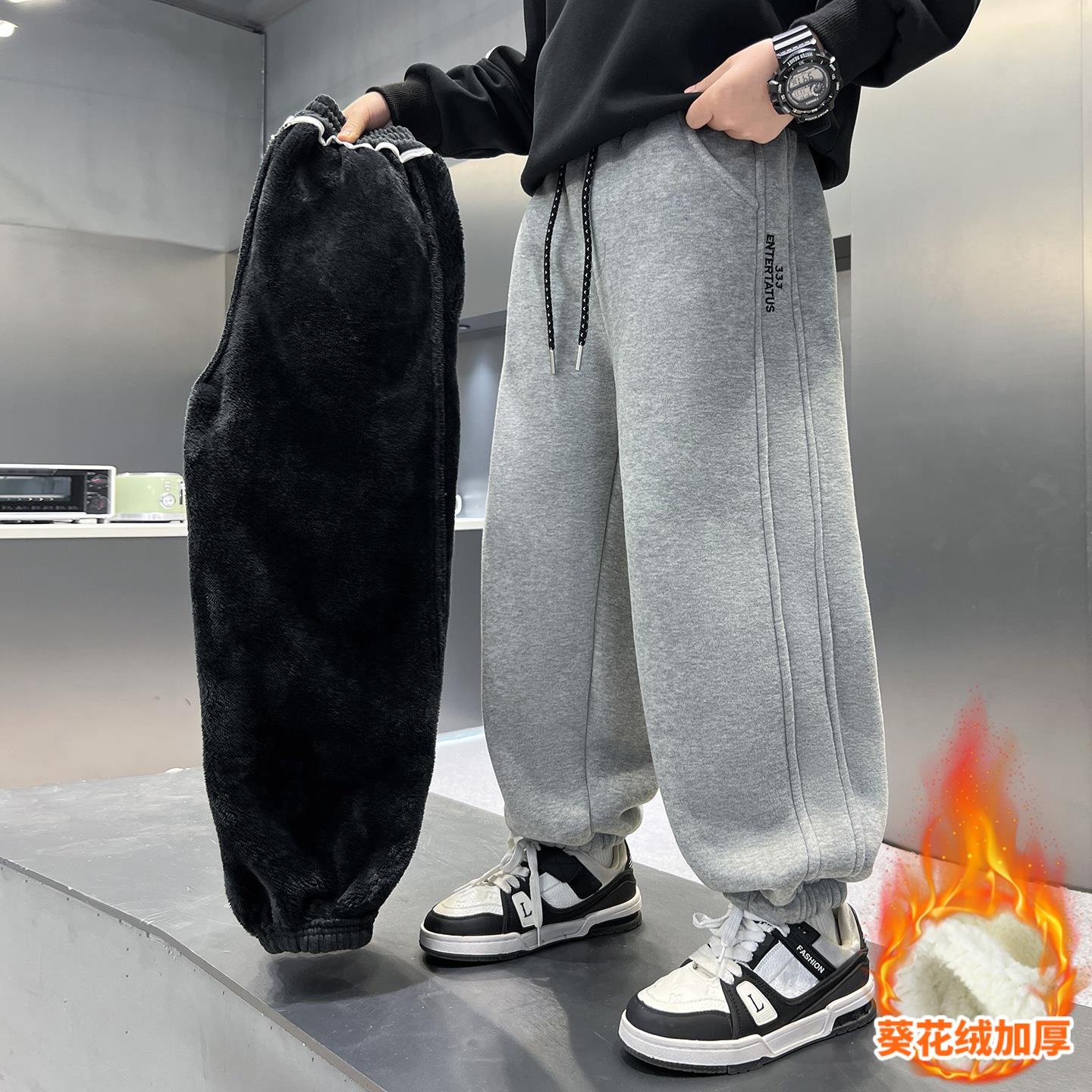 男童秋冬款裤子加绒厚2025