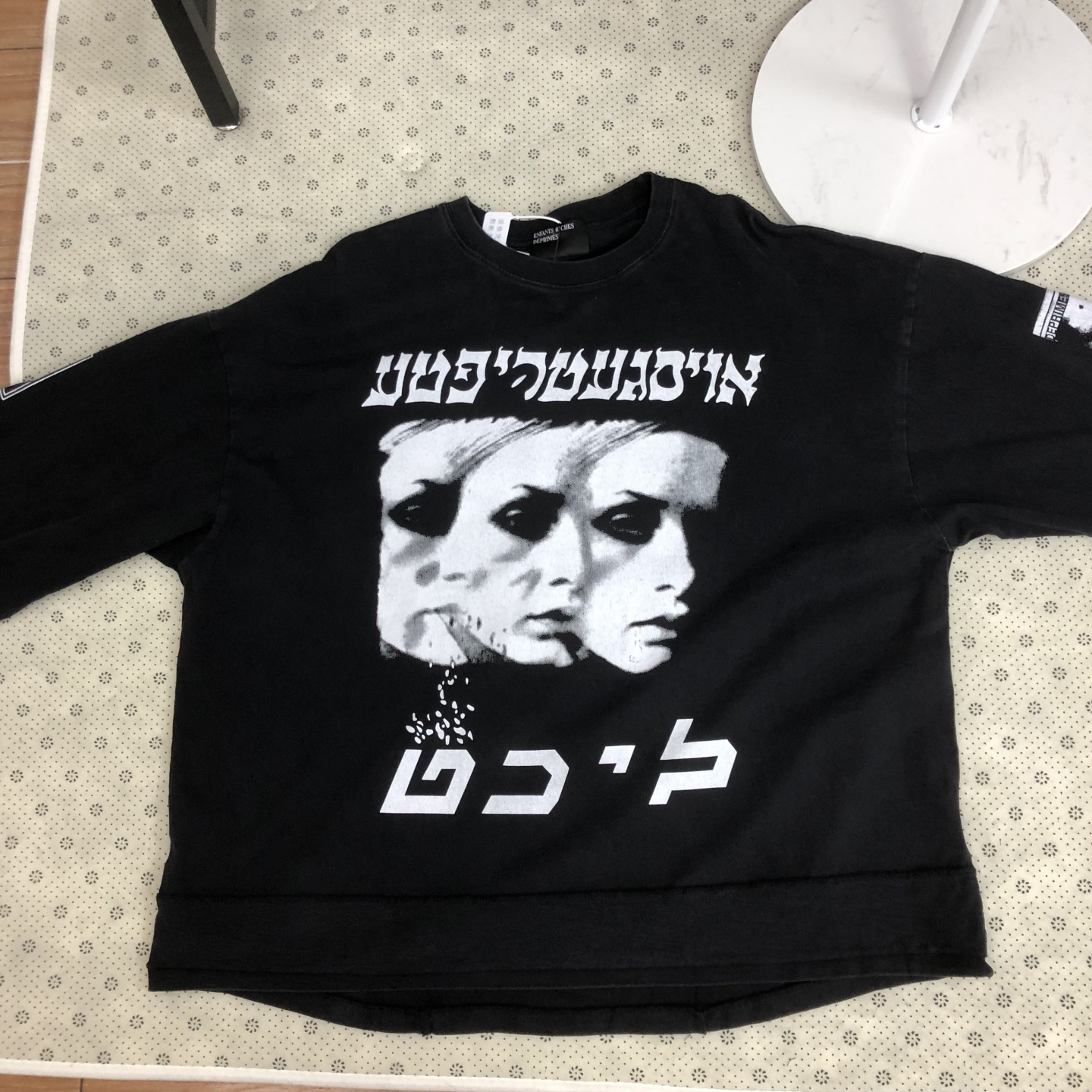 【顽主同款】erd25ss忧郁的富二代六芒星人像不规则拼接长袖T恤