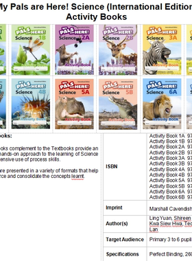 现货正版新加坡小学科学 My Pals are Here! Science (International Edition) Activity Book 学生练习册   英文原版