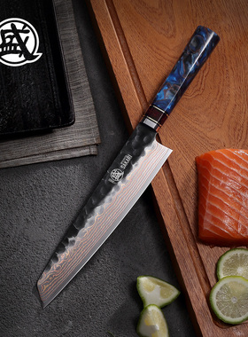 日本三本盛大马士革钢菜刀锻打寿司日式料理进口厨师房刺身专用刀
