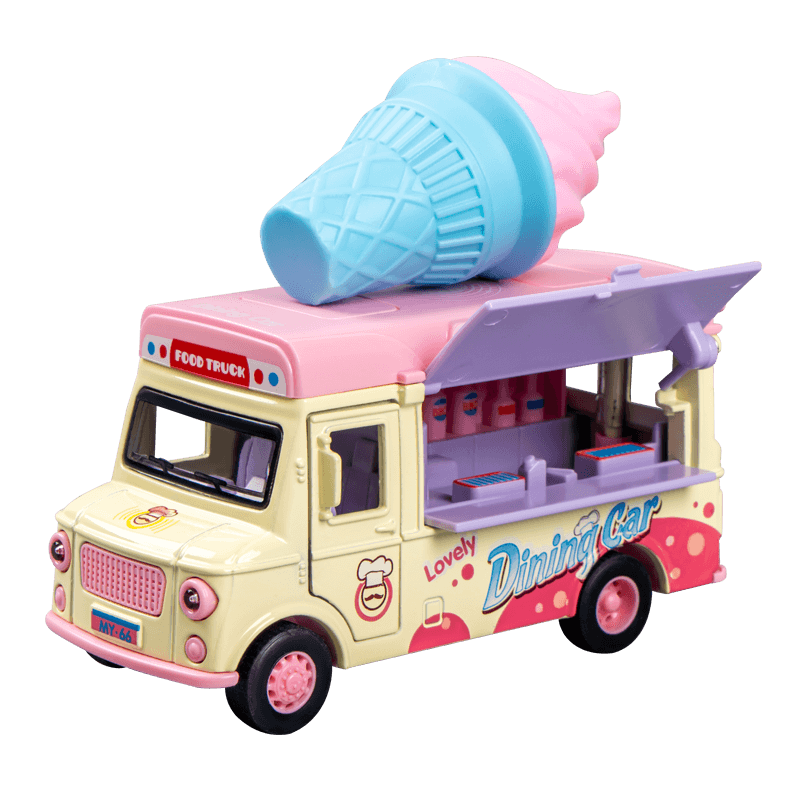 儿童冰淇淋玩具车小女孩汉堡雪糕餐车合金厨房惯性汽车巴士过家家