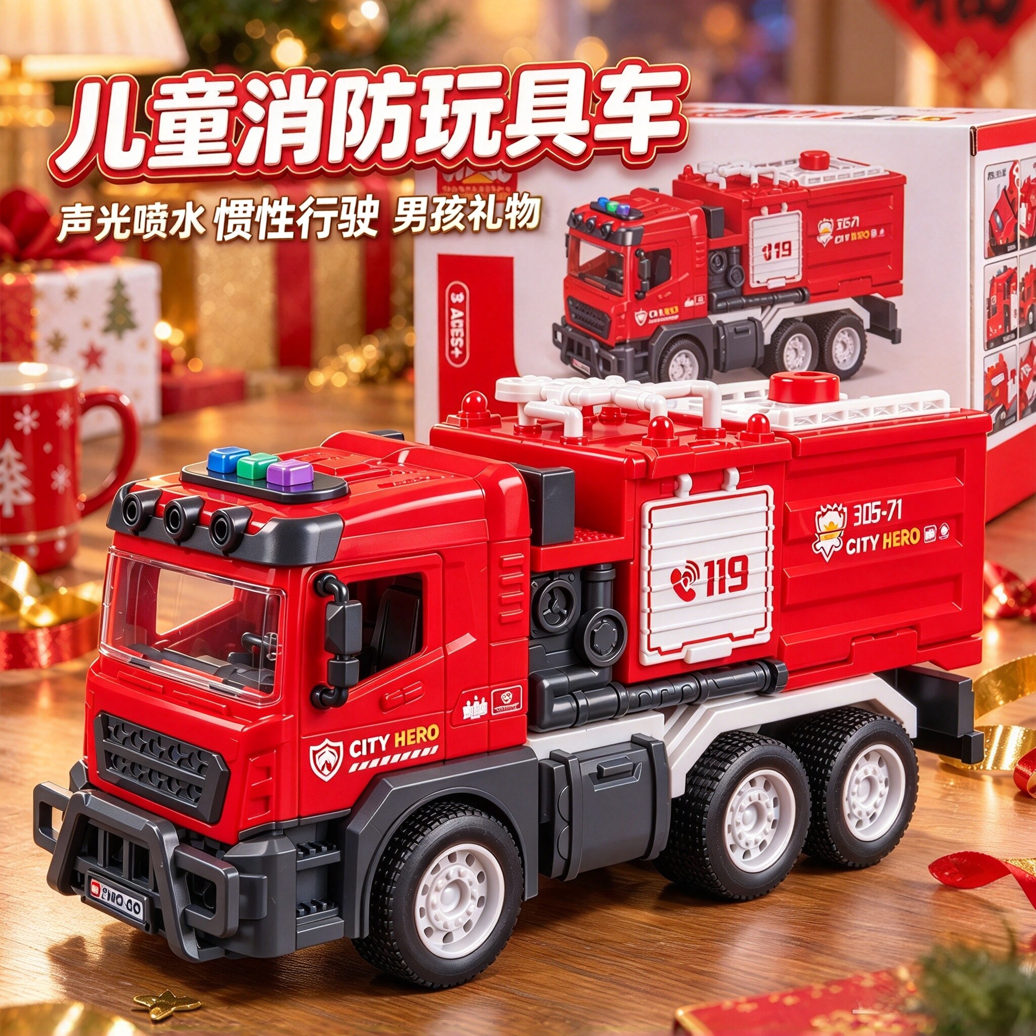 消防车儿童玩具车男孩惯性小汽车