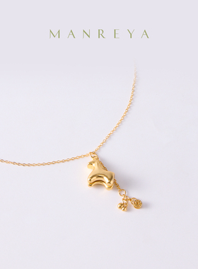 Manreya玛芮雅项链立马发财银镀金项链锁骨链女小马吊坠马年流苏