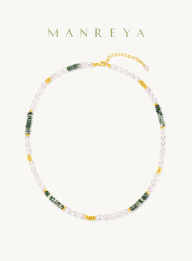 Manreya玛芮雅青霞拾光多巴胺串珠项链锁骨链女绿松石珠百搭简约