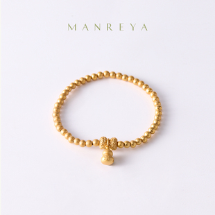 Manreya玛芮雅金禄缠腕手链葫芦素链新中式复古手串转运珠女金色