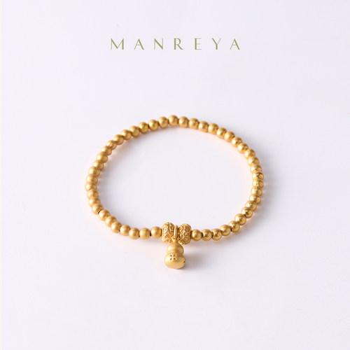 Manreya玛芮雅金禄缠腕手链葫芦素链新中式复古手串转运珠女金色