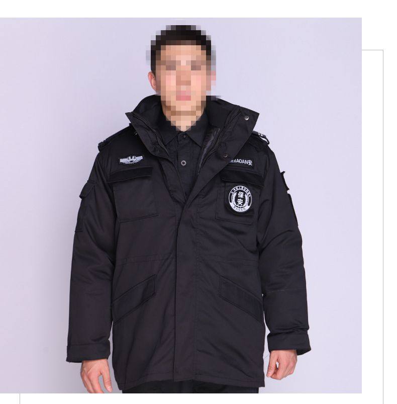 正品保安网格作训服棉大衣加厚藏青斜纹战训防寒棉袄战训服训练