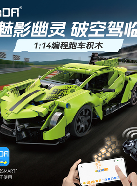 cada咔搭积木魅影幽灵毒药编程双模遥控跑车益智拼装玩具生日礼物