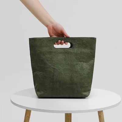 轻便水洗牛皮纸便当包通勤手提包