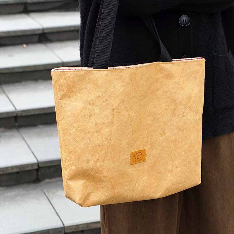 文艺复古防水杜邦纸牛皮纸包单肩包手提袋帆布包购物袋托特包定制