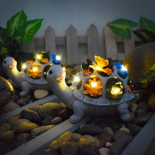 户外小清新太阳能灯多肉乌龟雕像摆件创意树脂庭院景观花园装饰灯