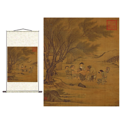 新品南宋李唐 灸艾图 村医图真迹高清艺术微喷国画装饰画临摹范本