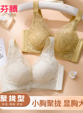芬腾女士性感蕾丝内衣小胸聚拢上托显胸乳胶棉无钢圈调整型文胸罩