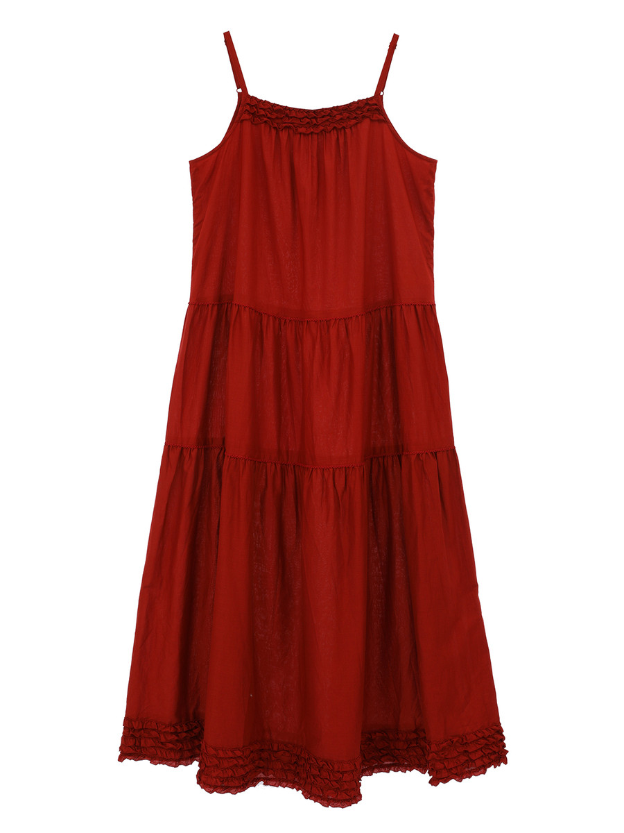 pinkhouse 简约纯棉花边吊带连衣裙【长款】