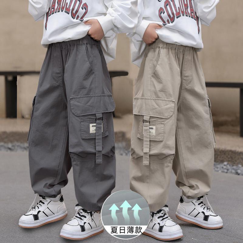痞帅风男童工装裤薄款2025新款男孩冰丝裤儿童裤子夏装休闲速干裤