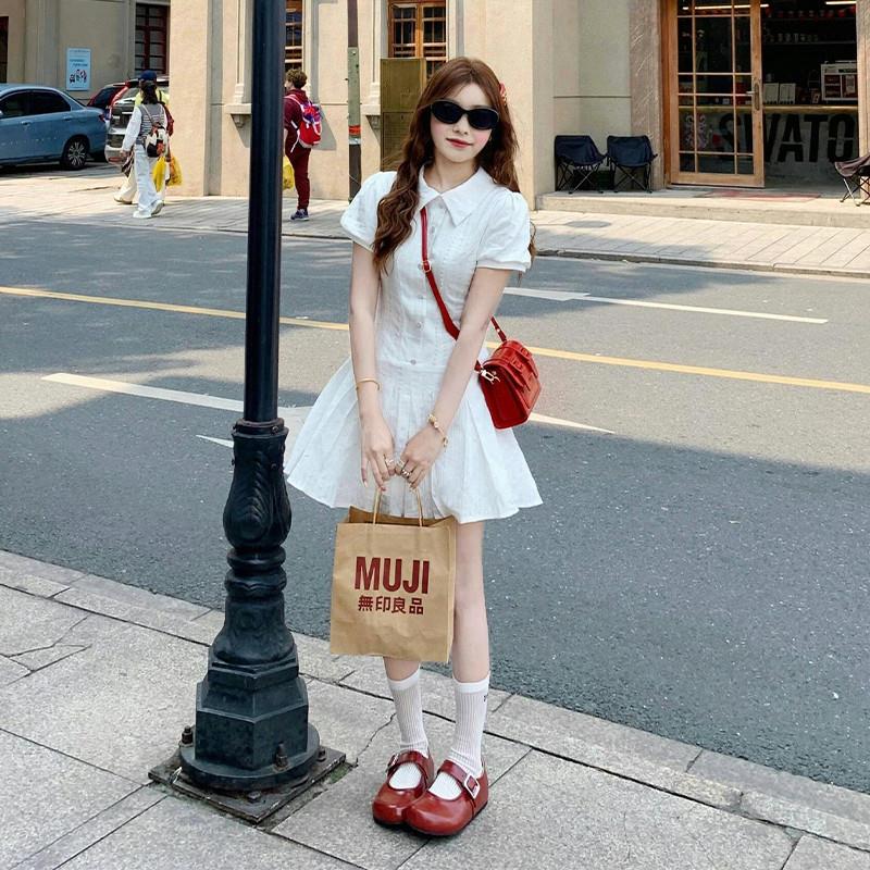 小个子法式白色连衣裙子女装夏季2025新款今年流行爆款短裙高级感