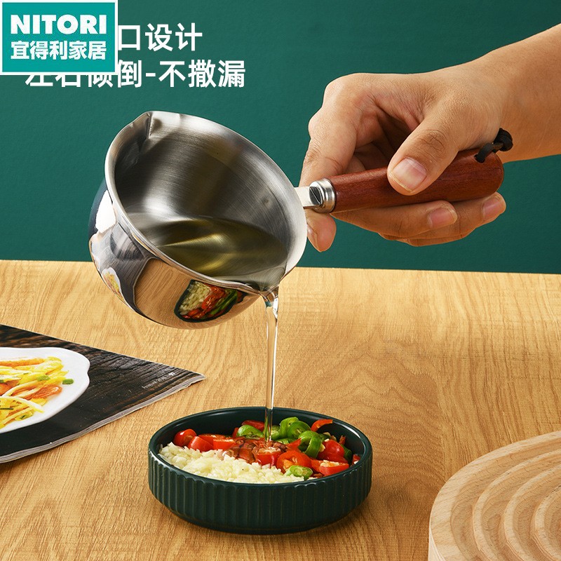 日本进口便宜得利304不锈钢泼油小锅网红专用神器热油迷你奶锅淋