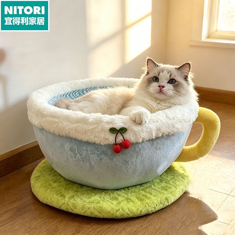 日本进口便宜得利杯子猫窝猫抓板窝耐磨不掉屑猫抓柱半封闭猫抓盆