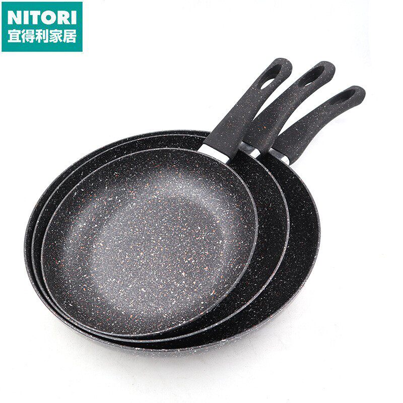 日本进口便宜得利麦饭石家用炒菜煎蛋煎牛排不沾锅铝制平底煎锅锅
