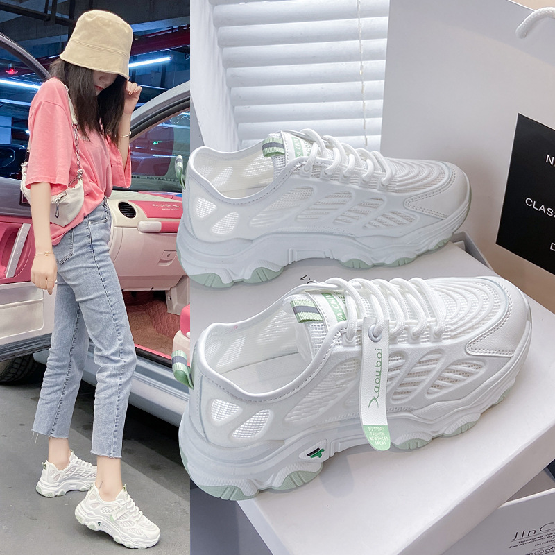 运动鞋女2022夏季新款百搭透气鞋子薄款网鞋网面休闲老爹鞋小白鞋_女鞋