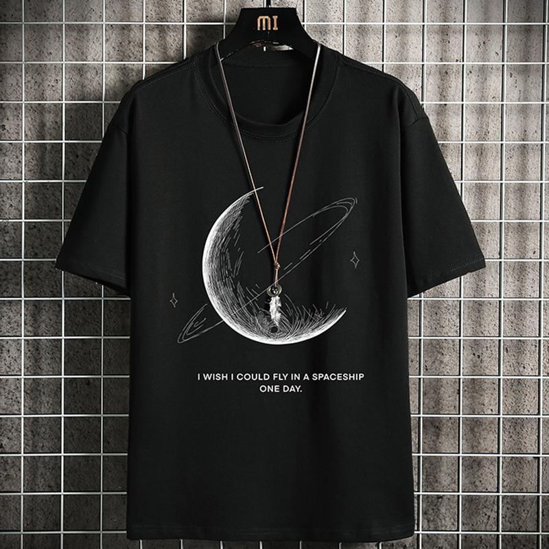 短袖t恤冰丝五分袖男士体恤衫印花休闲男装