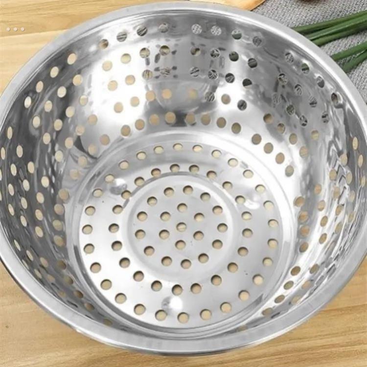 加厚304食品级不锈钢盆商用洗菜漏盆特大号漏盆大孔滤水盆沥水盆