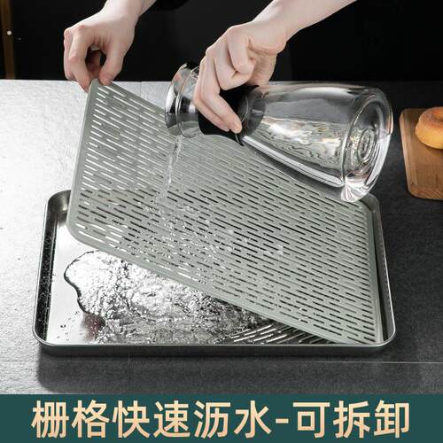 304不锈钢茶盘加厚托盘家用沥水盘简约中式长方形漏盘厂家