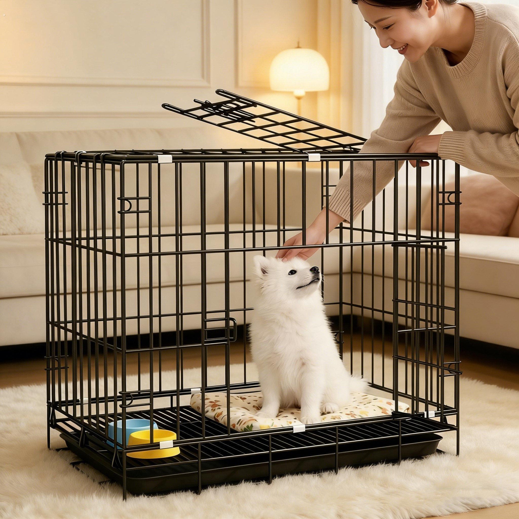 狗笼子小型犬室内猫笼家用带厕所栅栏泰迪中型犬折叠宠物笼子狗窝