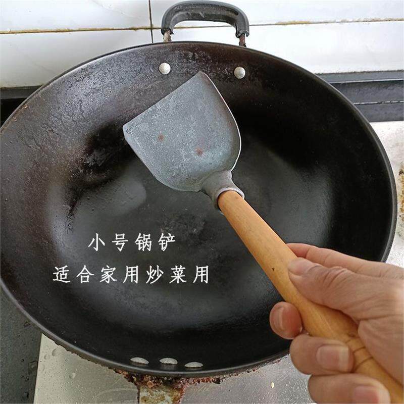 传统无涂层纯手工锻造铁锅铲木柄老式铁锅铲家用炒菜铁勺补铁怀旧