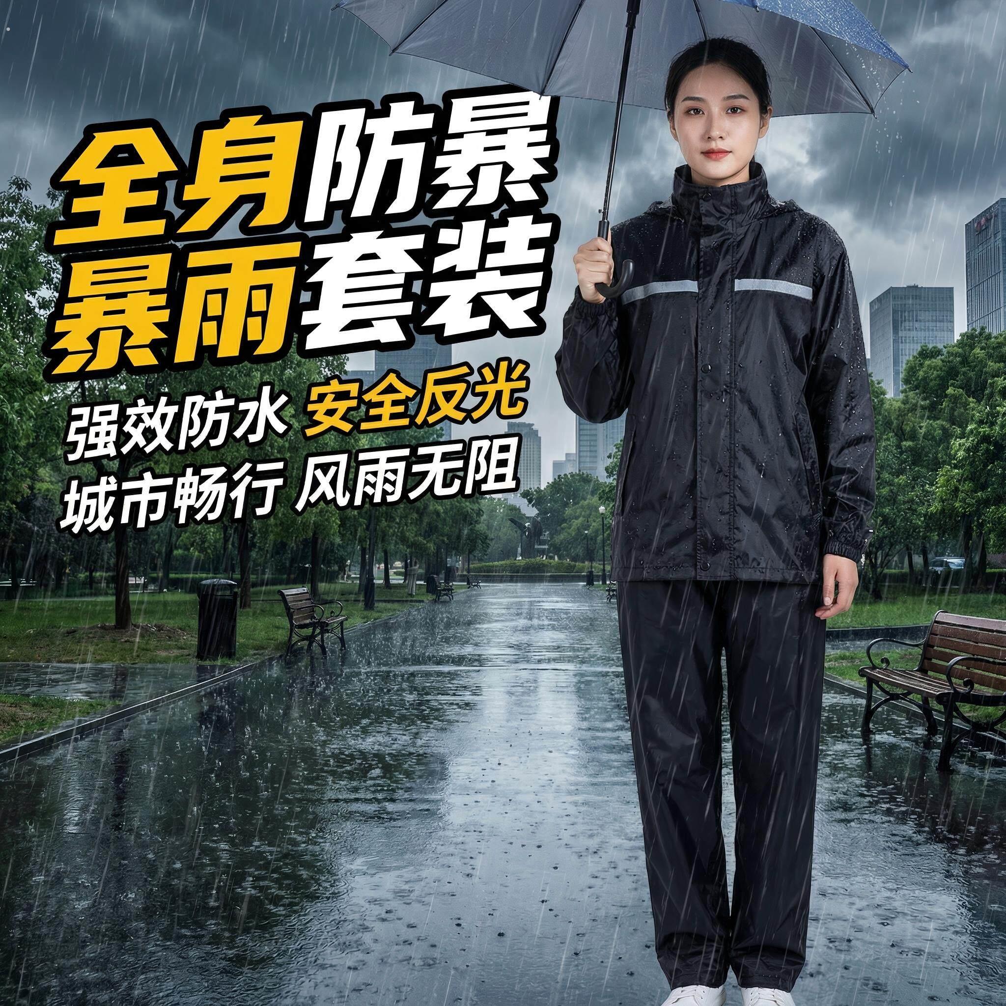 雨衣外送骑手电动脚踏车旅行可携式骑车专用代驾薄款反光防水两件