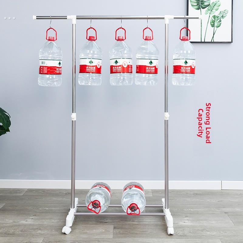 不锈钢晾衣架落地室内伸缩挂衣架卧室家用阳台小型移动晒衣杆简易