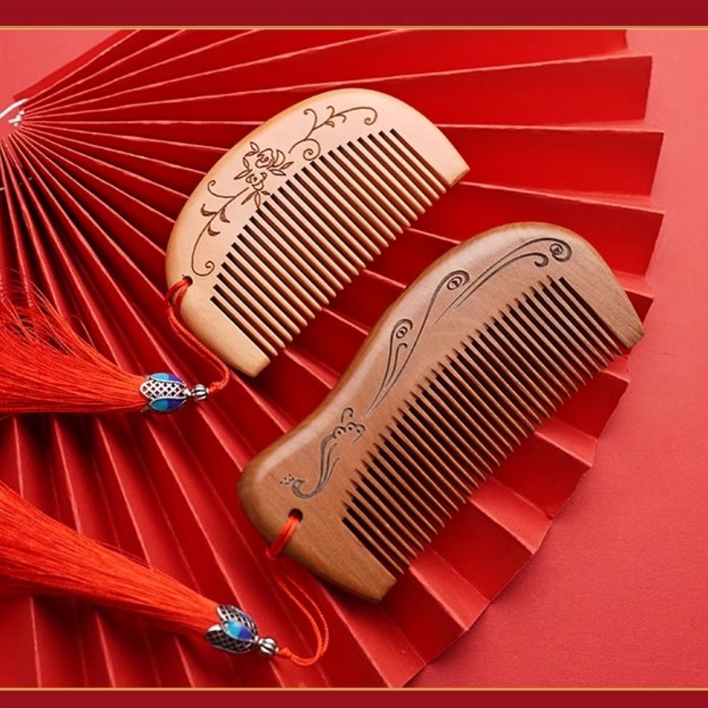 正宗桃木梳子檀木梳抓周