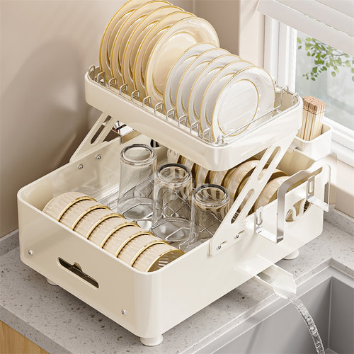 不锈钢碗碟碗盘沥水双层碗柜