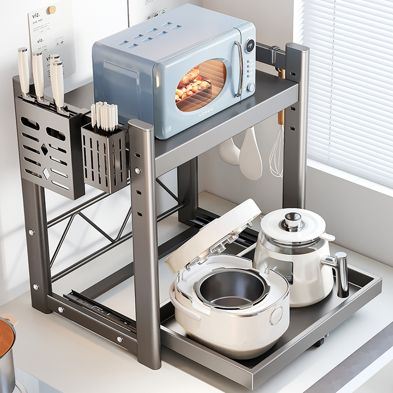 微波炉置物架多功能家用多层厨房台面烤箱支架可伸缩微波炉置物架