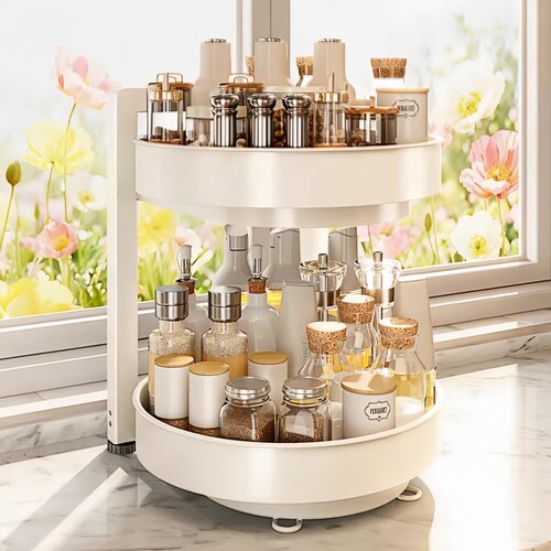 厨房可旋转调料置物架调味品转角专用油盐酱醋圆形多功能收纳盒架