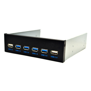 USB3.0光驱位前置面板5.25寸4口6口HUB 19PIN转四口U3+二口U2面板