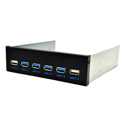 USB3.0光驱位前置面板5.25寸4口6口HUB 19PIN转四口U3+二口U2面板