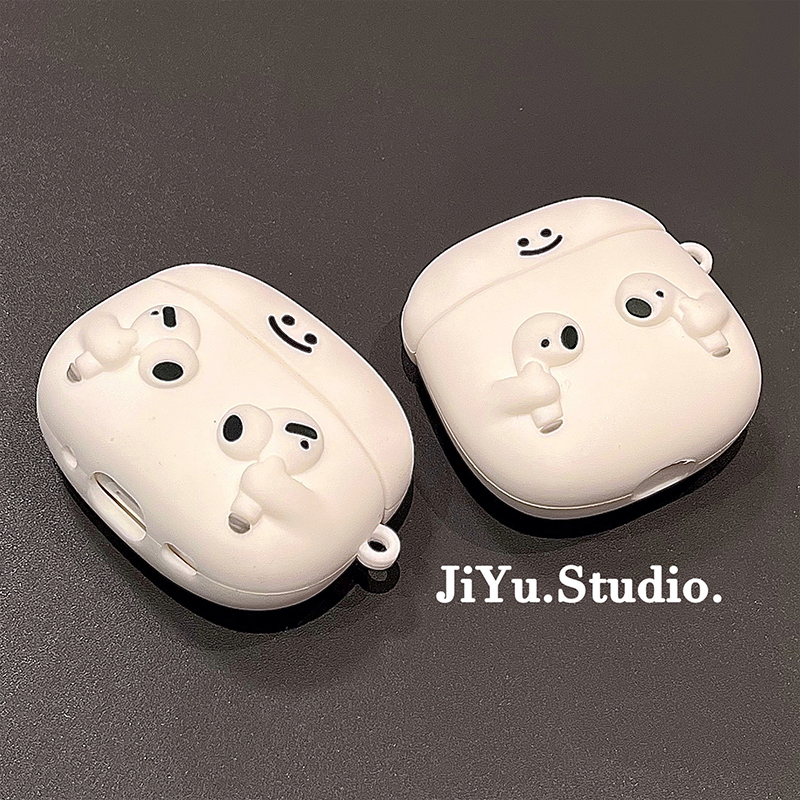 搞怪卡通耳机笑脸小人适用airpods保护套1/2代可爱创意苹果新3代耳机套airpods pro盒ins硅胶全包防摔保护壳