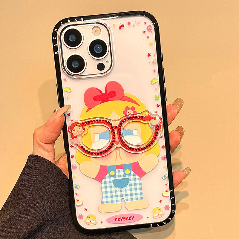 软萌可爱立体眼镜哭娃适用iphone16pro手机壳苹果15promax新款16卡通15创意个性14pro女13网红超火14全包透明