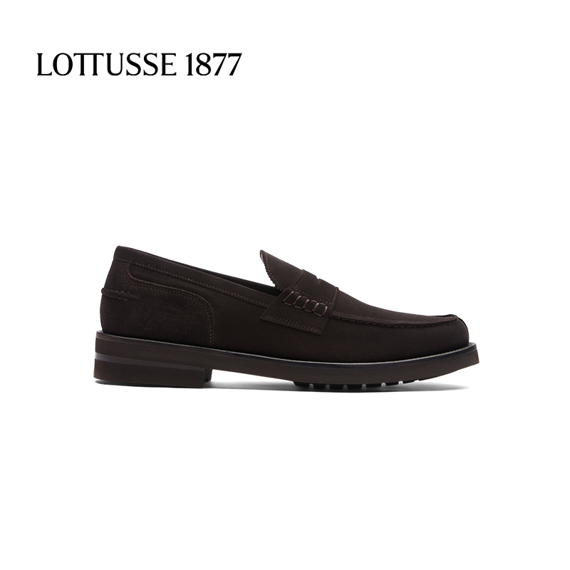 LOTTUSSE/乐途仕手工牛皮休闲乐福鞋绒面质感男鞋