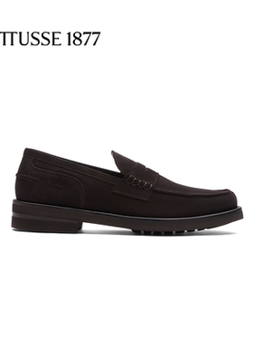 LOTTUSSE/乐途仕手工牛皮休闲乐福鞋绒面质感男鞋